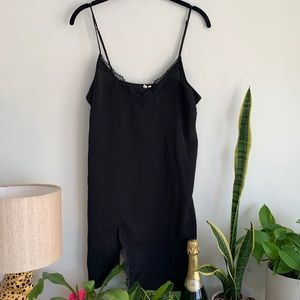 Black slip dress with lace details